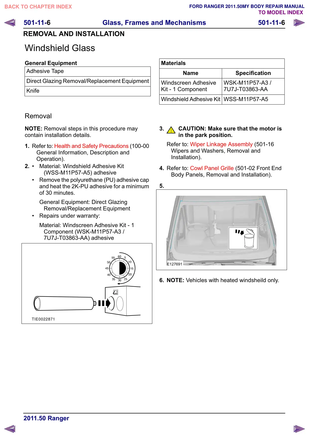 Página 105 do Manual de Carroceria: Para-brisa