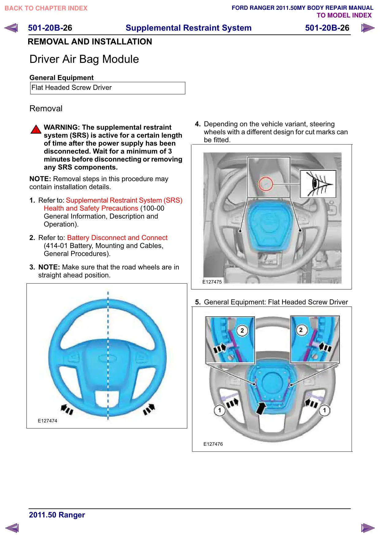 Página 242 do Manual de Carroceria: Módulo do airbag do motorista