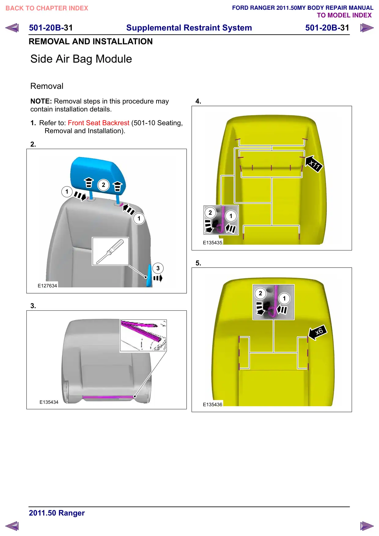 Página 247 do Manual de Carroceria: Módulo do airbag lateral