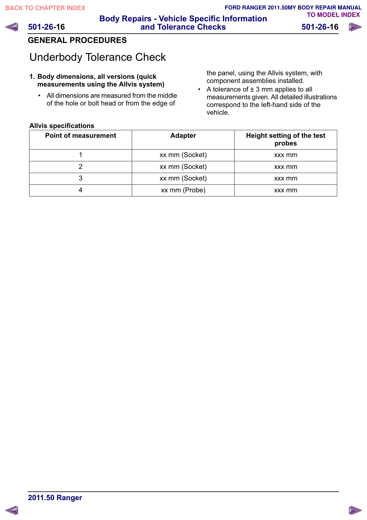 Página 368 do Manual de Carroceria: Verificação de tolerâncias da parte inferior da carroceria