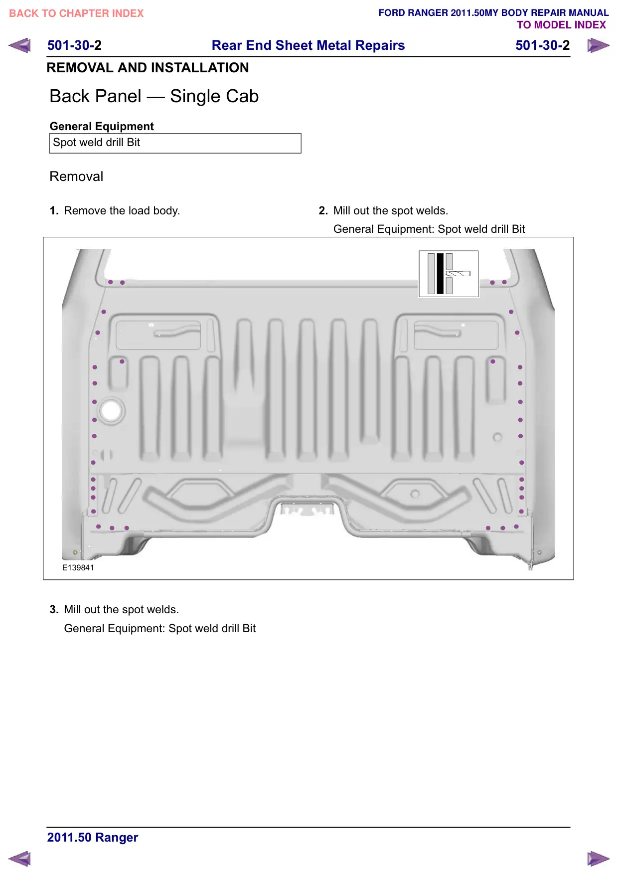 Página 454 do Manual de Carroceria: Painel traseiro – Cabine simples