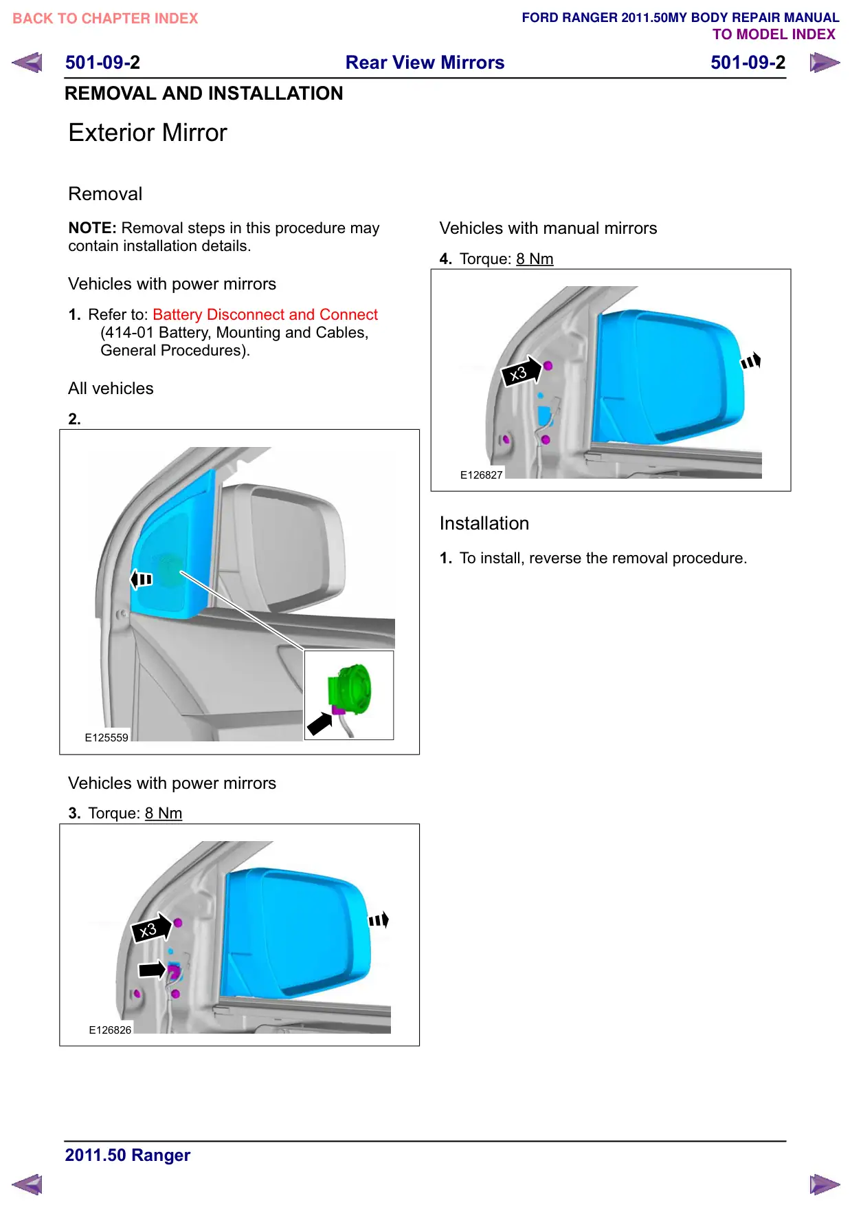 Página 65 do Manual de Carroceria: Retrovisor externo