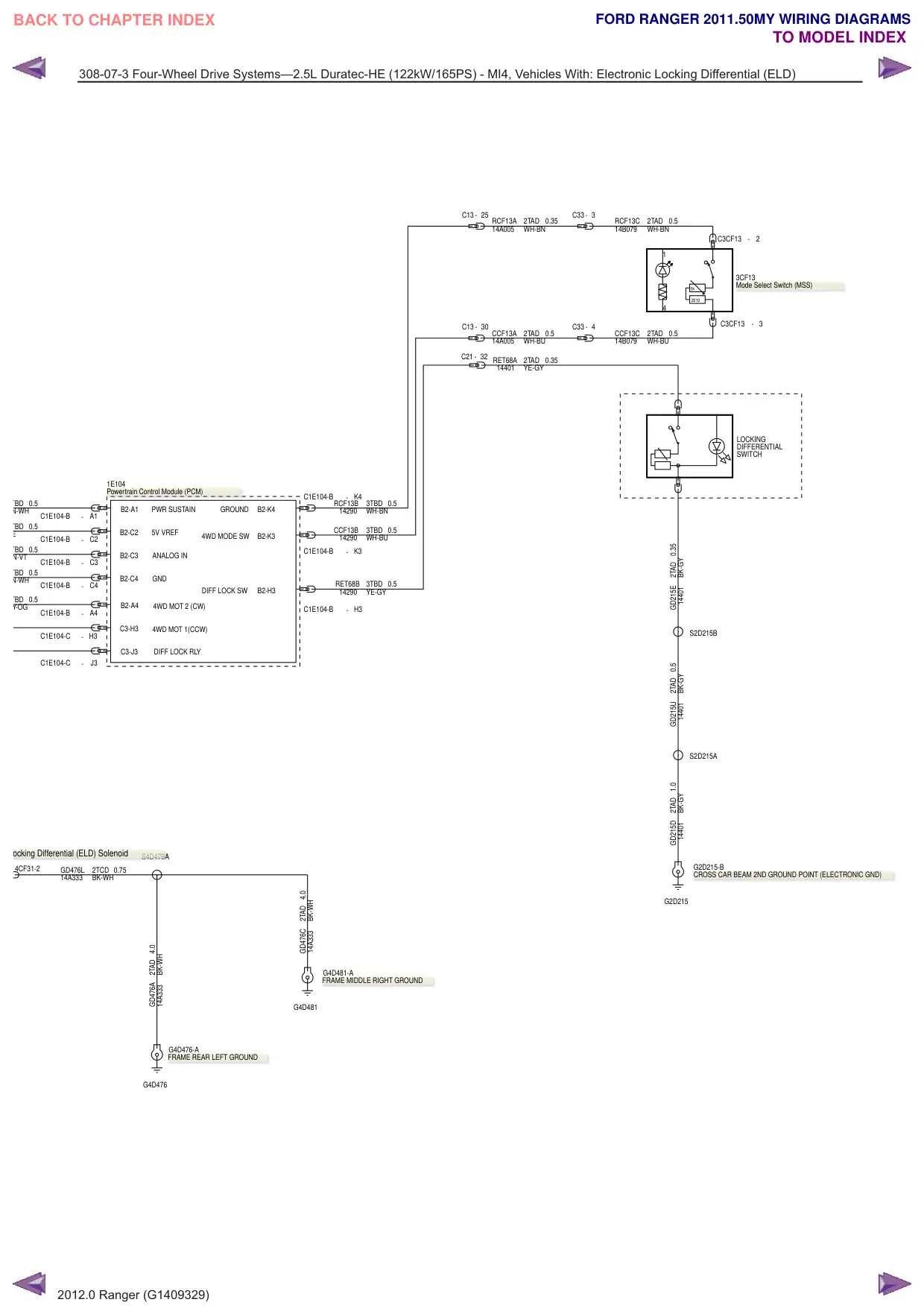 Página 123 do Diagramas Elétricos: Sistemas de tração 4x4—2.5L Duratec-HE (122kW/165PS) - MI4, Veículos com: diferencial de travamento eletrônico (ELD)