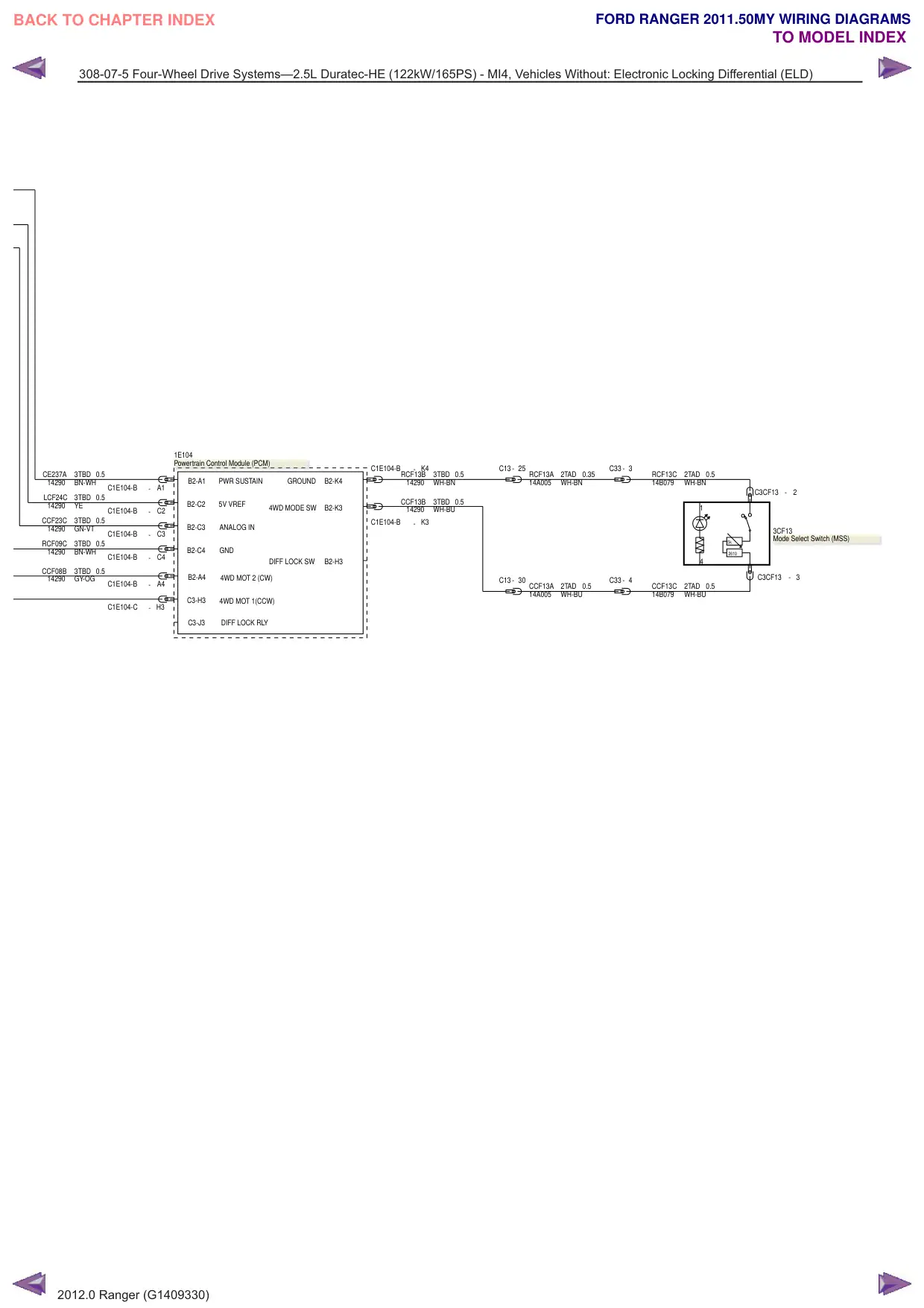 Página 125 do Diagramas Elétricos: Sistemas de tração 4x4—2.5L Duratec-HE (122kW/165PS) - MI4, Veículos sem: diferencial de travamento eletrônico (ELD)