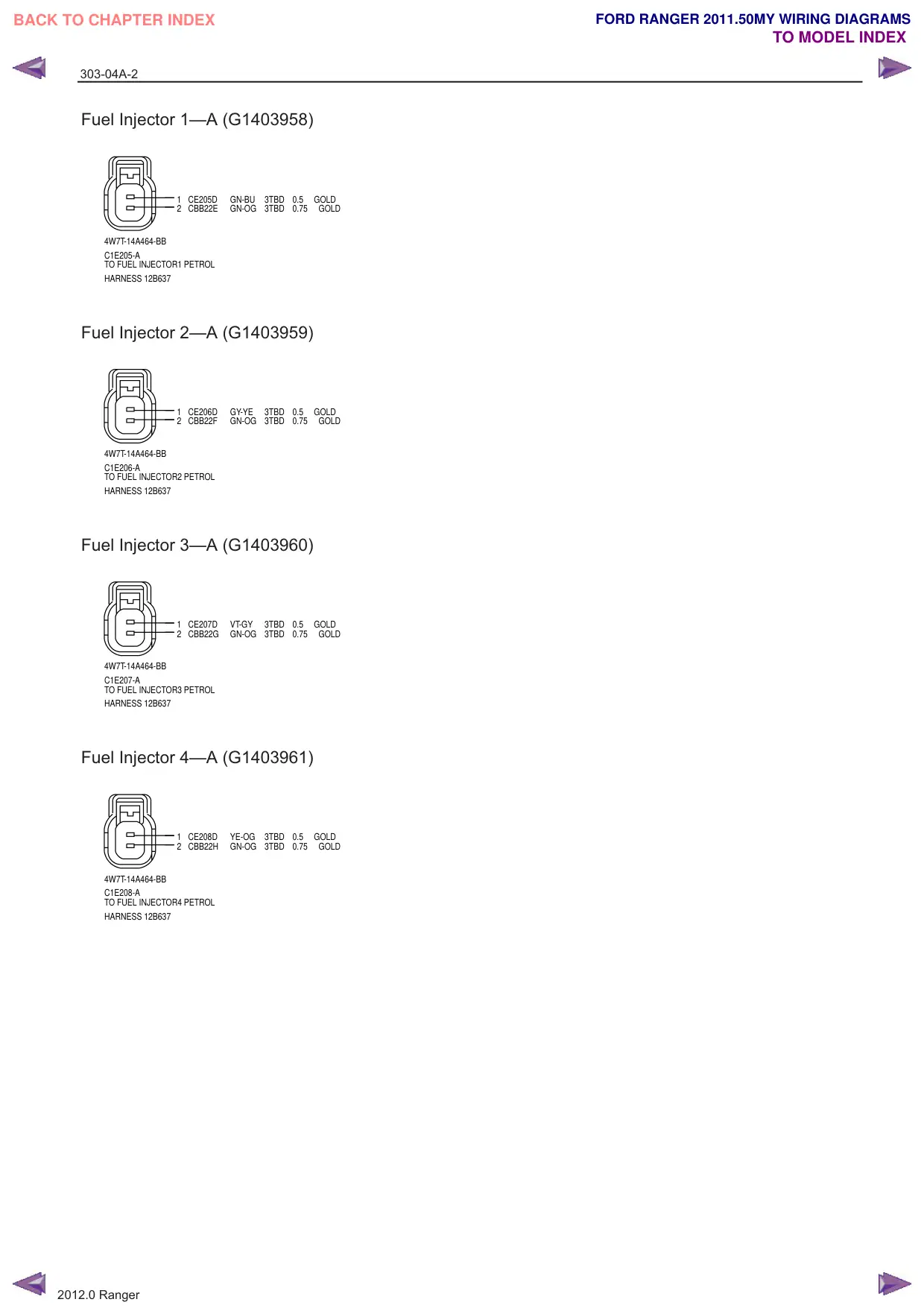 Página 39 do Diagramas Elétricos: Bico injetor 1—A (G1403958)