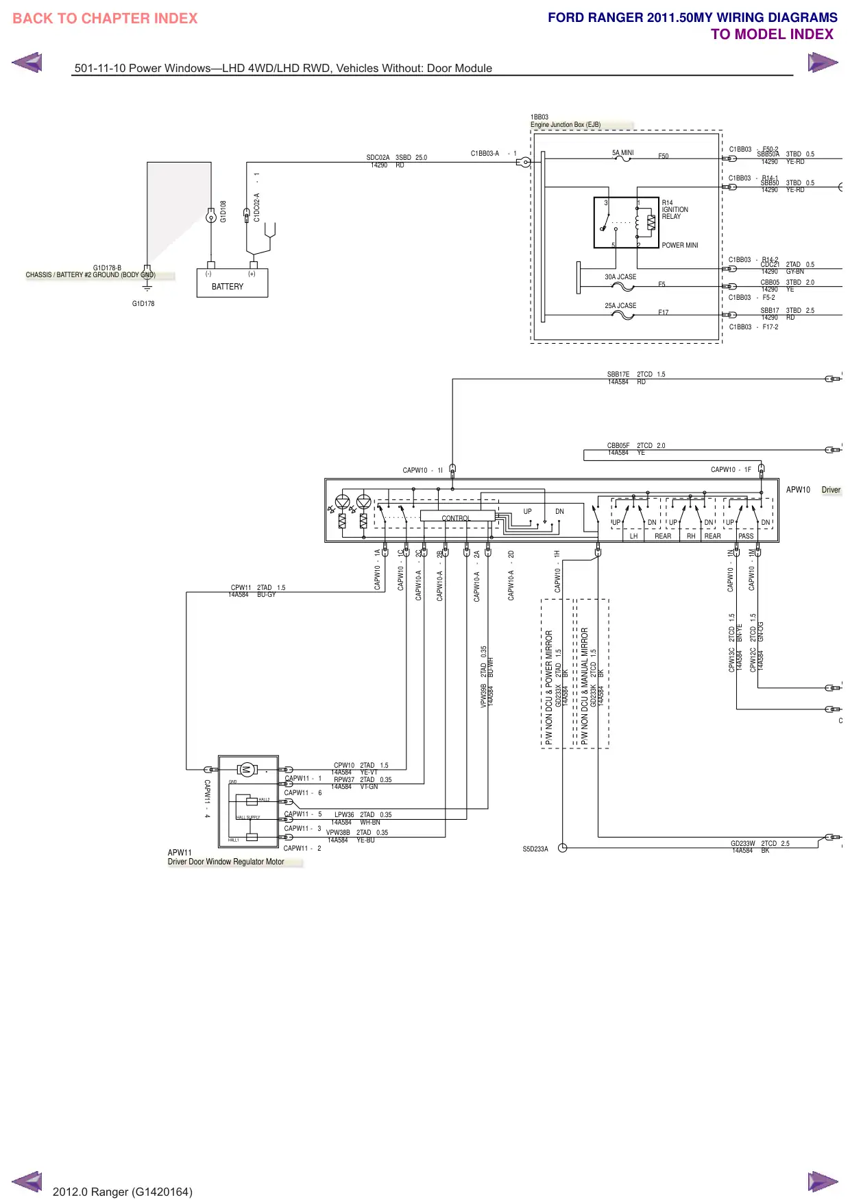 Página 406 do Diagramas Elétricos: Vidros elétricos—LHD 4WD/LHD RWD, veículos sem: módulo da porta