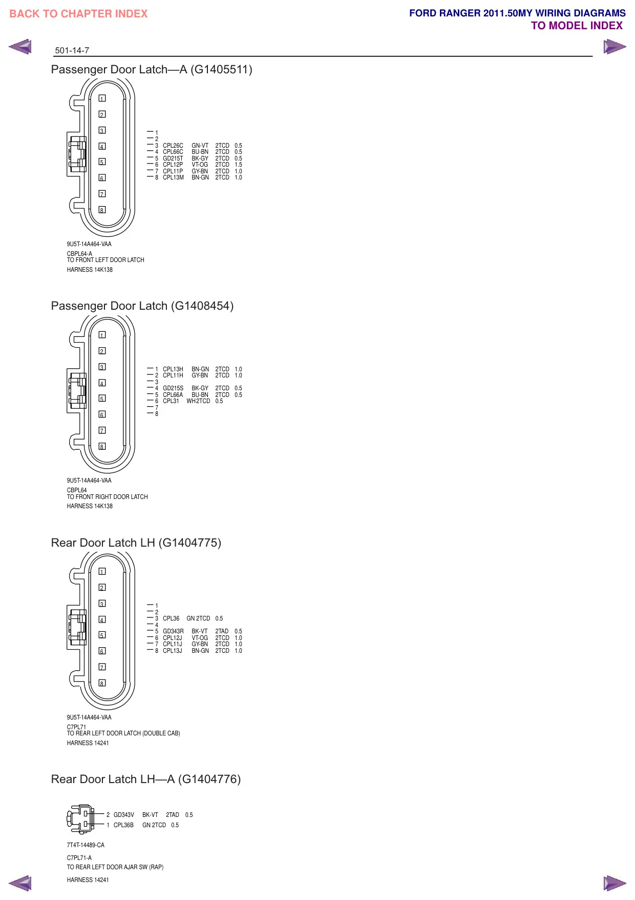 Página 423 do Diagramas Elétricos: Fechadura da porta do passageiro—A (G1405511)