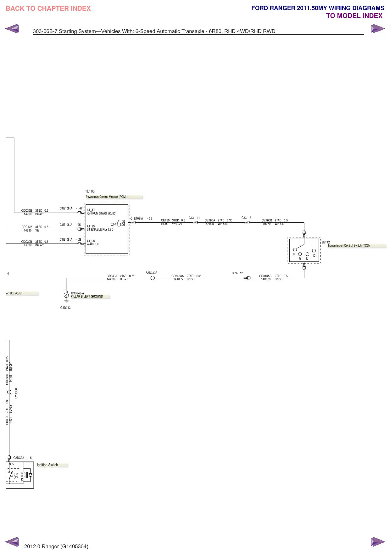Página 58 do Diagramas Elétricos: Sistema de partida—Veículos com: transeixo automático de 6 marchas - 6R80, RHD 4WD/RHD RWD