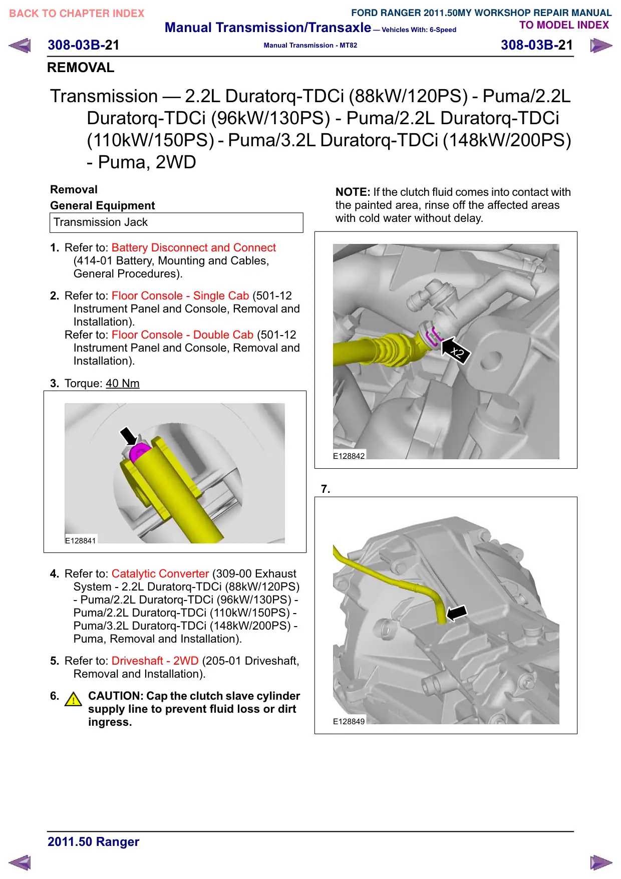 Página 1050 do Manual de Oficina: Transmissão – 2.2L Duratorq-TDCi (88kW/120PS) - Puma/2.2L
