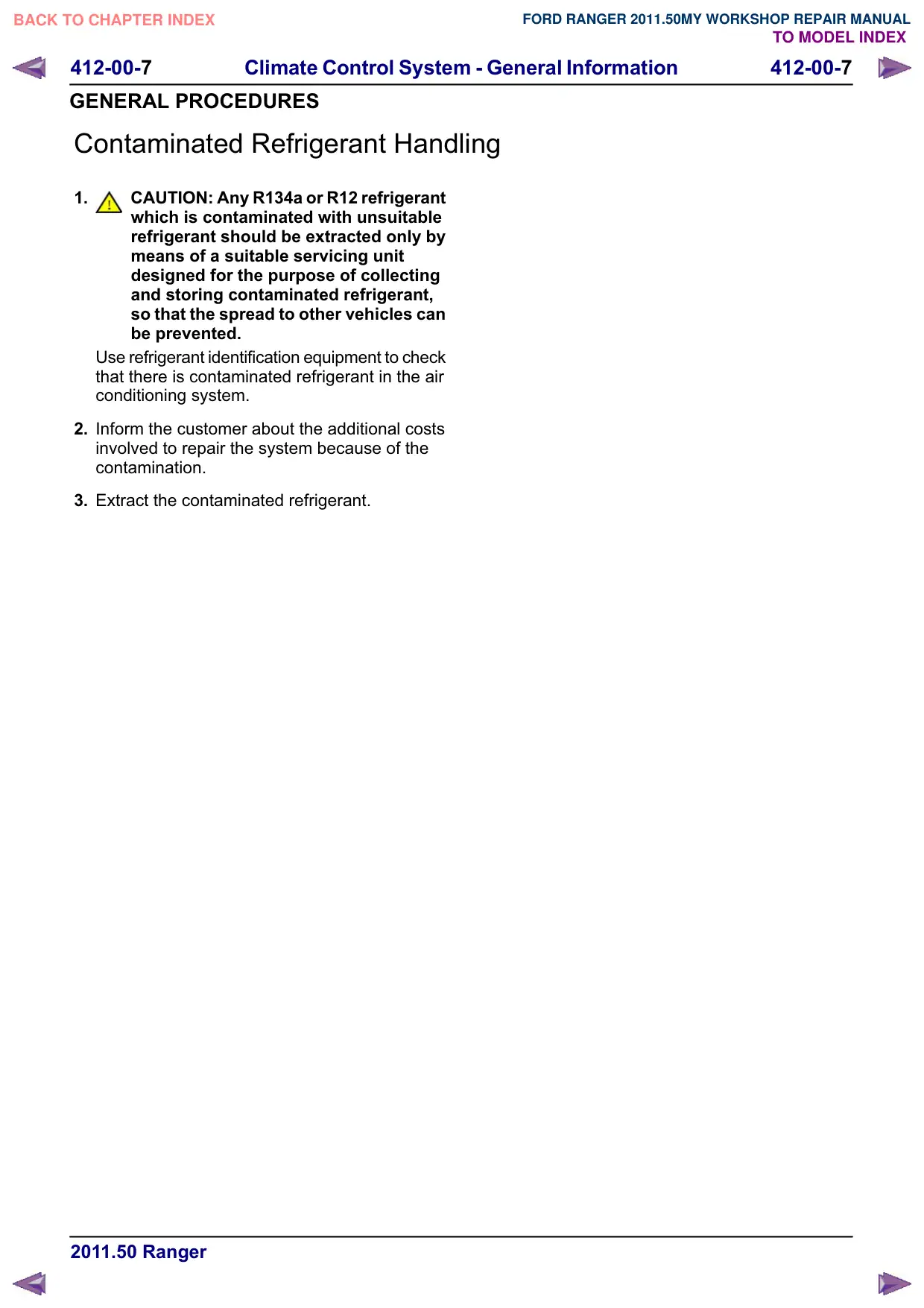 Página 1168 do Manual de Oficina: Manuseio de fluido refrigerante contaminado