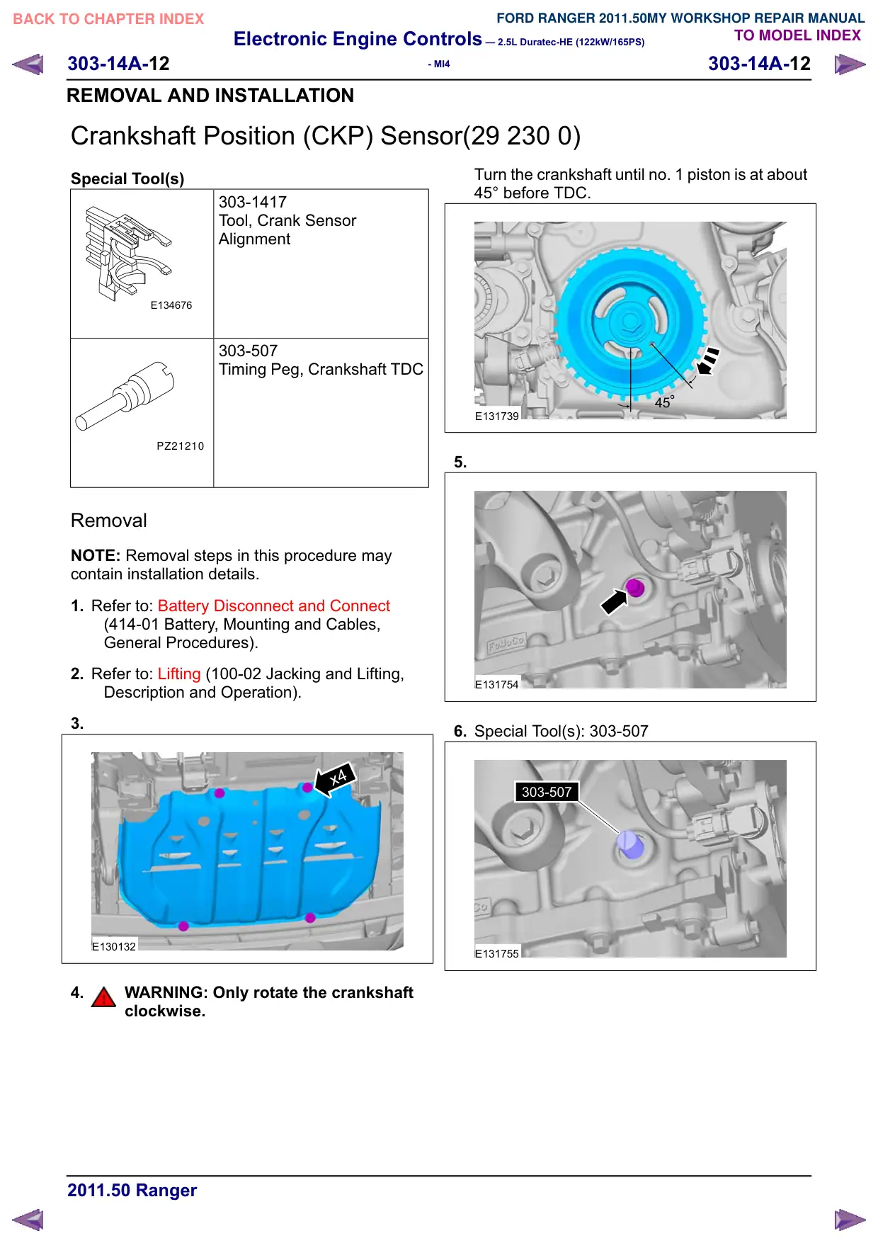 Página 869 do Manual de Oficina: Sensor de posição do virabrequim (CKP)
